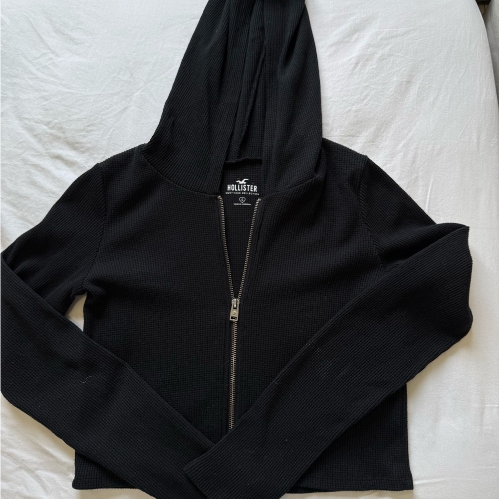 Hollister Black Fitted Zippered Hoodie